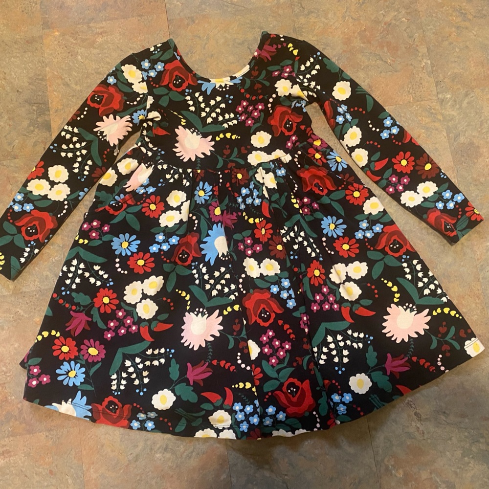 Hanna Andersson skater dress, floral, 100cm/5Y